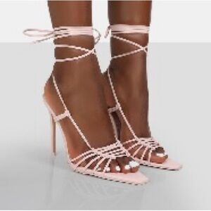 NWOB Public Desire Soft Pink Tie Up Strappy Sandals Size 10